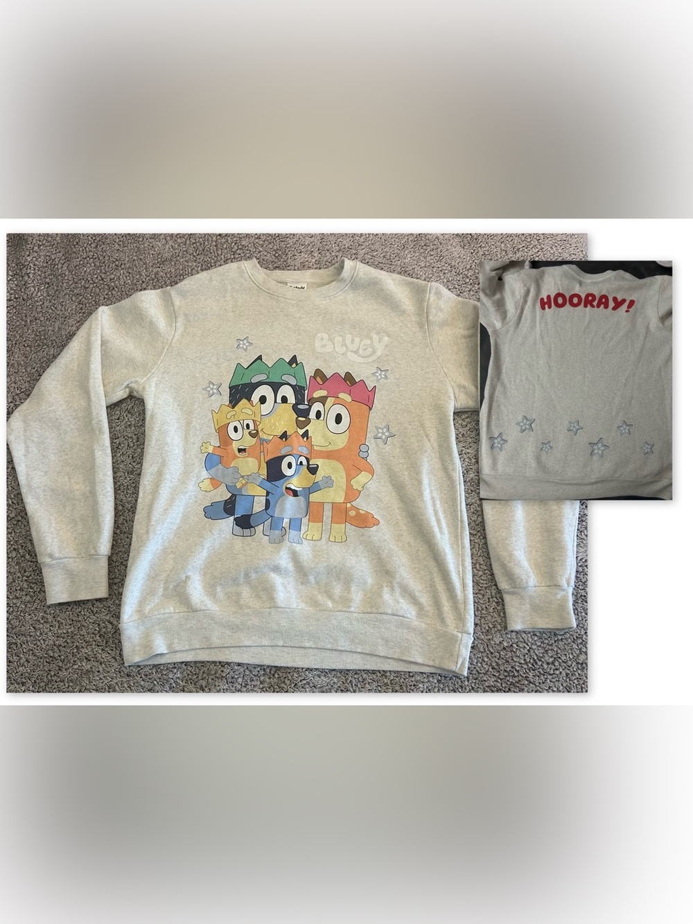 Bluey Family Graphic Crewneck Sweatshirt Heather Gray Size M